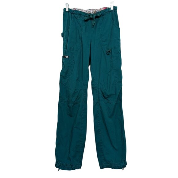 Koi Lindsey Scrub Pants Womens Size Small Tall Green Cargo Nursing Medical - Picture 1 of 13